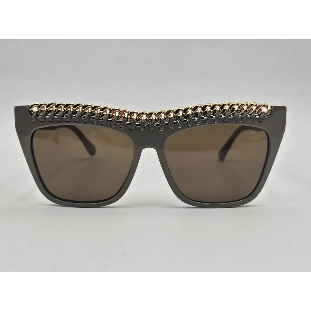 Stella McCartney Gray Sunglasses with Gold Chain Detail